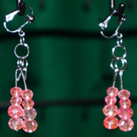 Handmade Jewelry - Handmade Clip-On Earrings - BREAST CANCER AWARENESS - COJ 6 - 7